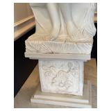 Tall Classical Woman Garden Statue on Decorative Pedestal / Four Seasons Figural Large Marble Statue