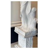 Large Marble Classical Woman Statue with Floral Motif Pedestal / Large Four Seasons Female Statue