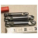 Lot of (3) Shars 4 Flute Double End Stub Ball End Mill - 1/2 (x2), 3/8 (x1)