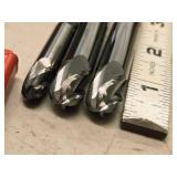 Lot of (3) Shars 4 Flute Double End Stub Ball End Mill - 1/2 (x2), 3/8 (x1)