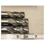 Lot of (3) 4 Flute Double Sided HSS End Mill - 7/8 (x2), 3/4 (x1)