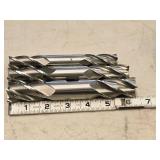 Lot of (3) 4 Flute Double Sided HSS Ground End Mill - 3/4, 7/8, 1"
