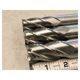 Lot of (3) 4 Flute Double Sided HSS Ground End Mill - 3/4, 7/8, 1"