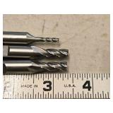 Lot of (3) 4 Flute Double Sided HSS End Mill - 1/8x3/8 (x1) , 1/4x3/8 (x2)