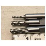 Lot of (3) 4 Flute Double Sided HSS End Mill - 1/8x3/8 (x1) , 1/4x3/8 (x2)
