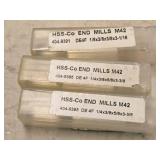 Lot of (3) 4 Flute Double Sided HSS End Mill - 1/8x3/8 (x1) , 1/4x3/8 (x2)