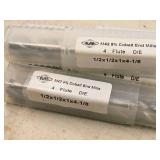 Lot of (4) Allied Machine & Engineering 8% Cobalt 4 Flute Double Sided Cobalt End Mill - 1/2x1/2x1x4-1/8