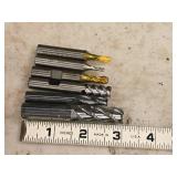 Lot of (6) 3 Flute Carbide End Mill - 1/4", 1/8", 1/2", 3/16", 3/8", 3mm