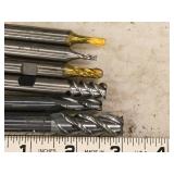 Lot of (6) 3 Flute Carbide End Mill - 1/4", 1/8", 1/2", 3/16", 3/8", 3mm