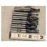 Lot of (8) 2 Flute Carbide End Mill - 1/4" (x1), 1/8" (x1), 3/8" (x4), 5/16" (x2)