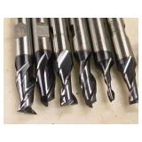 Lot of (8) 2 Flute Carbide End Mill - 1/4" (x1), 1/8" (x1), 3/8" (x4), 5/16" (x2)