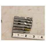 Lot of (6) 4 Flute Carbide End Mill - 1/8" (x1), 3/16" (x1), 3/8" (x4)