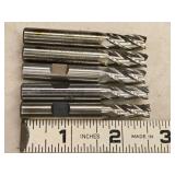 Lot of (5) 4 Flute Carbide End Mill - 11/32 (x3), 9/32 (x2)