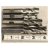 Lot of (4) 4 Flute Carbide End Mill - 13/16, 5/8, 23/32, 1/2