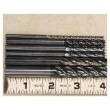 Lot of (6) 4 Flute Carbide End Mill - 7/16 (x1), 1/4 (x3), .1875 (x1), 3/8 (x1)