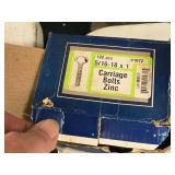 Lot of (1 Box + 3 Bags) Carriage Bolts - 5/16"x2", 3/8"x1", 5/16"-18x1