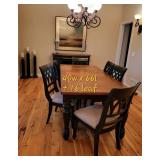 Elegant Farmhouse Black Dining Table with 6 Chairs