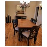 Elegant Farmhouse Black Dining Table with 6 Chairs