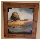 Barnwood Frame Lone Oak Landscape Duo Artwork