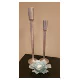 Heavy Modern Silver Candlestick Décor