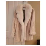 Ribnick Furs Vintage Off-White Mink Fur Coat with Fox Collar