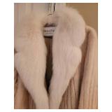 Ribnick Furs Vintage Off-White Mink Fur Coat with Fox Collar