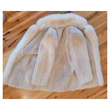 Ribnick Furs Vintage Off-White Mink Fur Coat with Fox Collar