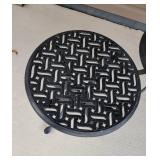 Black Cast Aluminum Lattice Round Patio Side Table, pair