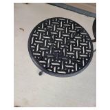 Black Cast Aluminum Lattice Round Patio Side Table, pair