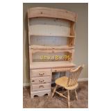 Bassett White Wash Pine Student Desk with Book Shelf and Chair