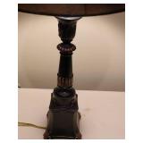 Footed Base Table Lamp with Faux Leather Shade