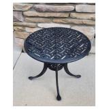 Black Cast Aluminum Lattice Round Patio Side Table