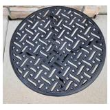 Black Cast Aluminum Lattice Round Patio Side Table