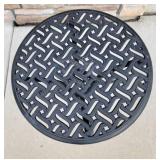 Black Cast Aluminum Lattice Round Patio Side Table