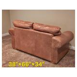 Distressed Leather Tan Loveseat