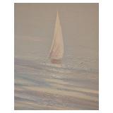 Santorini Coastal Sailing Scene Vintage Décor