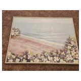 Santorini Coastal Sailing Scene Vintage Décor