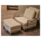 DR Kincaid Ivory Provincial Armchair Ottoman