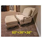 DR Kincaid Ivory Provincial Armchair Ottoman