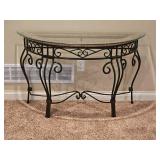 Crecent Glass Top Console Table