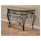 Crecent Glass Top Console Table