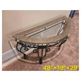 Crecent Glass Top Console Table
