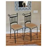 Scrolled Iron Frame Contemporary Bar Stools