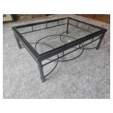 Contemporary Industrial Framed Glass Cocktail Table with 2nd Wood Top