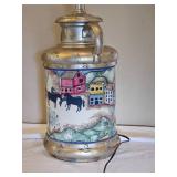 Charming Milk Jug Country Scene Lamp