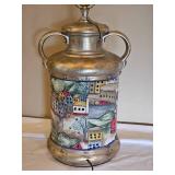 Charming Milk Jug Country Scene Lamp
