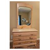 Bassett White Wash Pine 3-Drawer Dresser with Mirror