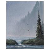 Misty Rockies Mountain Scape Original Oil - Artist Unknown