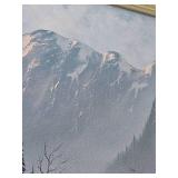 Misty Rockies Mountain Scape Original Oil - Artist Unknown