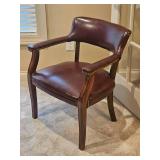 Traditional Burgundy Vinyl  Bankers Chairs Pair